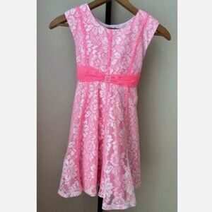 LIKE NEW Girls Sz 6 Lacy Hot Pink Sleeveless Fit & Flare Church Dress